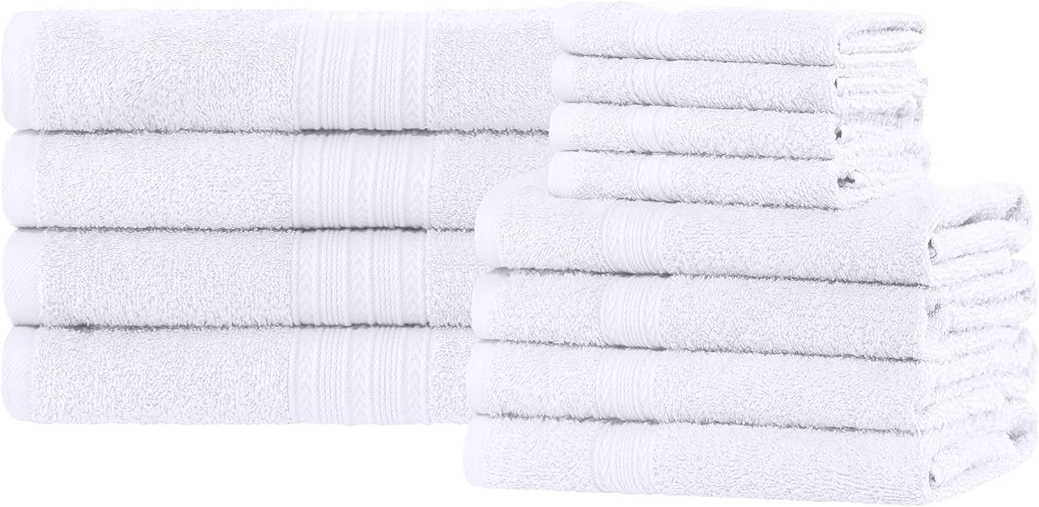 Premium 12-Piece Organic Cotton Towel Set | Soft, Eco-Friendly & Absorbent Bath Towels for Spa, Gym & Home Use