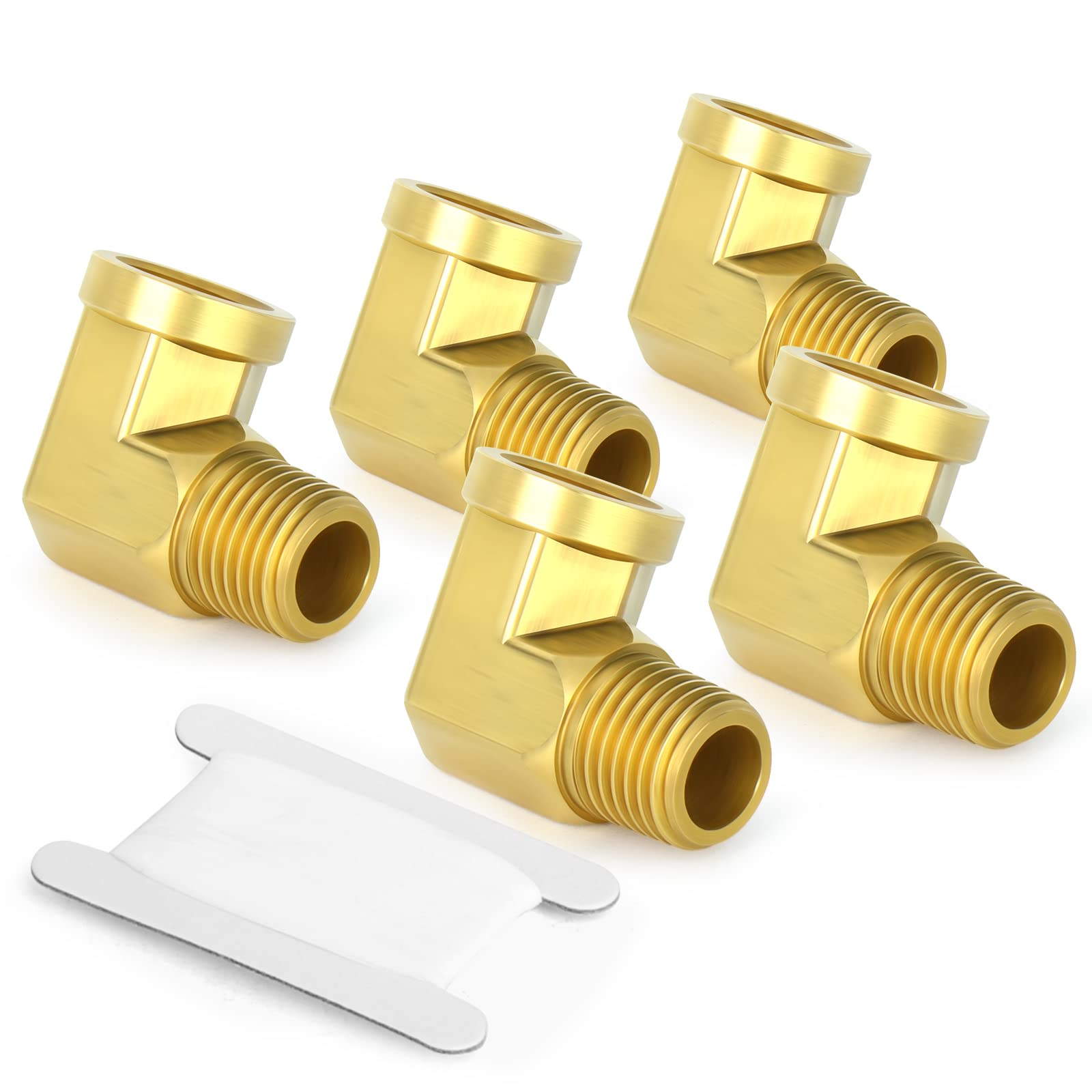 90 Degree Barstock Street Elbow - 5pcs 1/8 Inch NPT Male to Female Brass Pipe Fitting - Perfect for Plumbing, HVAC, and Industrial Applications