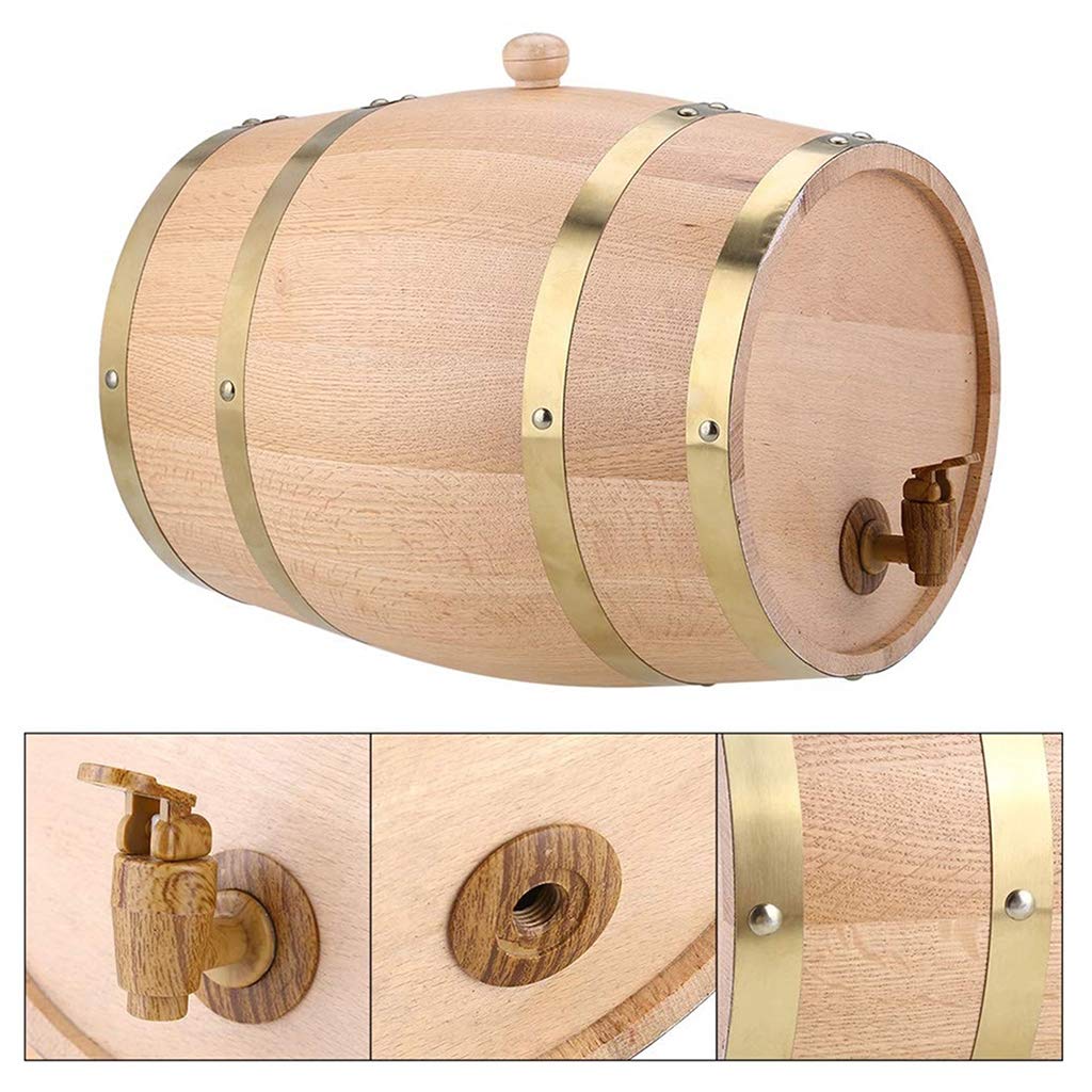 Premium 5L/10L/20L/50L Solid Oak Wine Barrel with Faucet - Aging & Storing Red Wine, Whiskey, Beer, Cocktail, Vinegar - Perfect for Home Brewing, Wine Cellars & Bar Decor