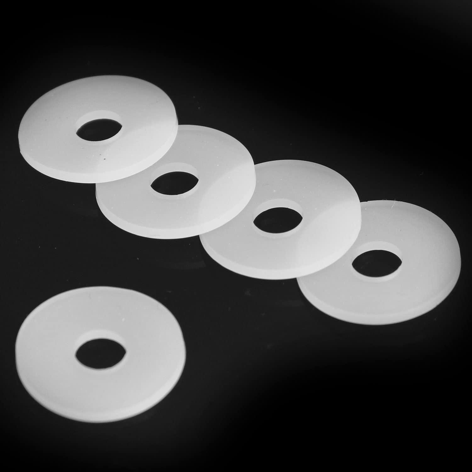 TAODAN 100PCS Clear Plastic Washers - 3/4 Inch (19x6x1.5mm) Flat Spacers - Vinyl Shower Door Handle Replacement Parts - Transparent Gasket for Standoff Cap Assemblies - Perfect for Bathroom Hardware Repair & DIY Projects