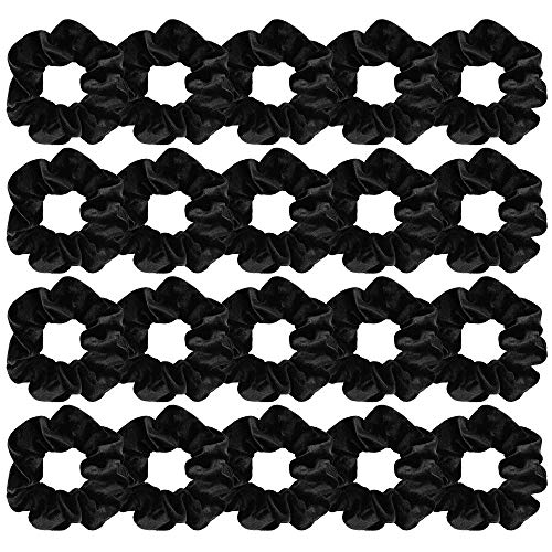 FASOTY 20 Pack Black Velvet Hair Scrunchies - Soft Elastic Hair Ties & Bands for Women & Girls (Perfect for Workouts, Office, or Everyday Use)