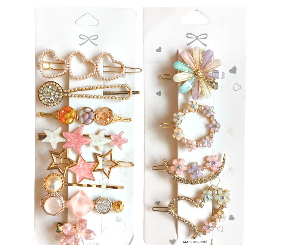 Korean Style Pearl Hair Clips for Women - Rhinestone & Plastic Pearl Barrettes, Floral Hair Pins - Elegant Hair Accessories for Women & Girls (12-Pack, Multicolor) - Perfect for Weddings, Parties & Daily Styling