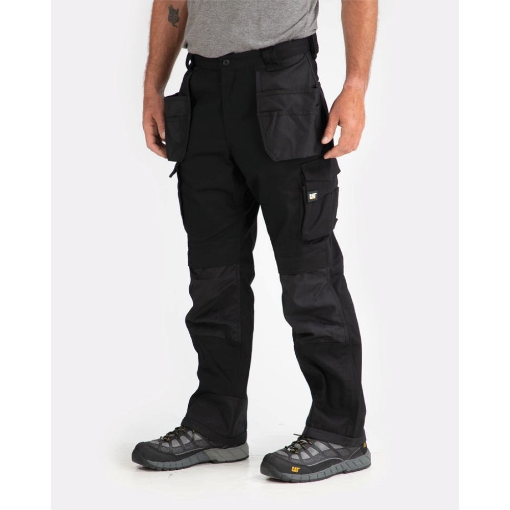 CAT Men's Trademark Work Pants - Durable & Comfortable Black C172 for Construction, Landscaping & Outdoor Work