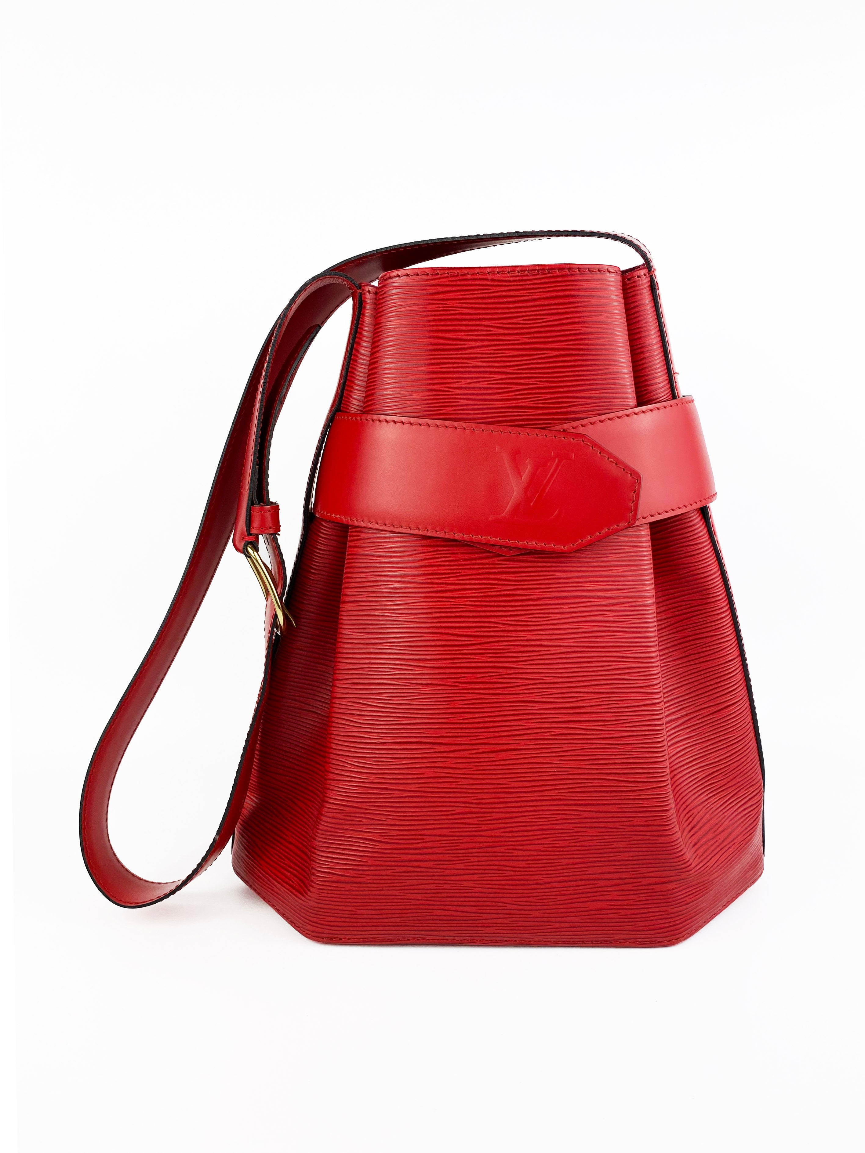 Authentic Louis Vuitton Red Epi Leather Sac D'Epaule PM Crossbody Bag - Luxury Designer Shoulder Purse for Women, Perfect for Date Night & Evening Events