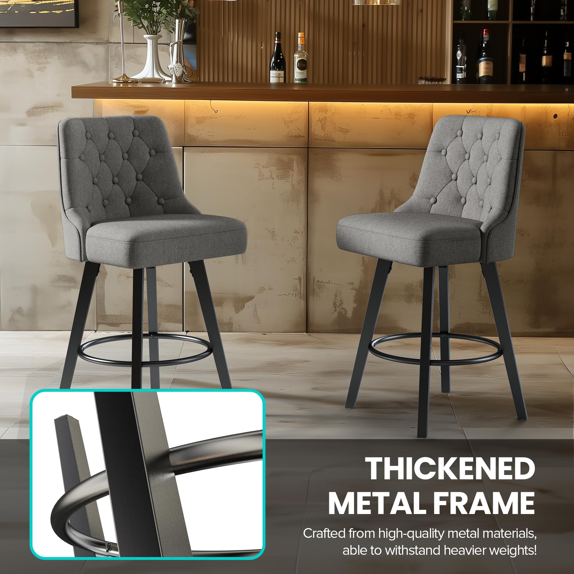 Modern Swivel Bar Stools with Back - 26