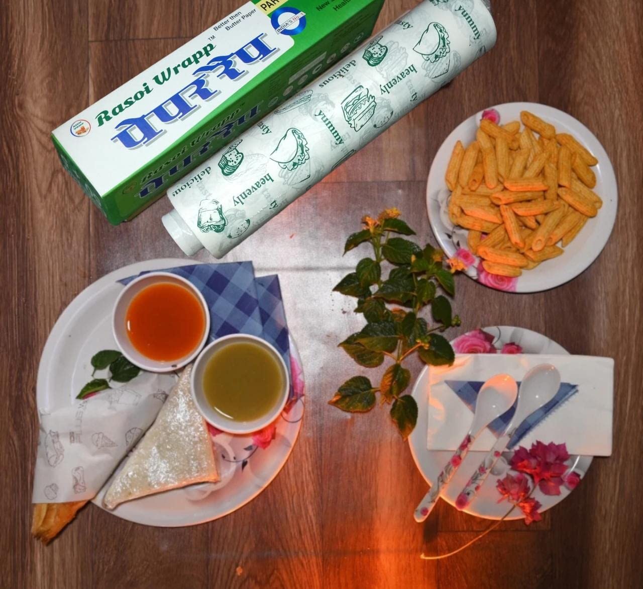 RASOI Roti Wrap | Chapati Wrap | 55M Food Wrapping Paper Roll | Non-Stick Butter Paper Foil for Indian Breads | Perfect for Roti, Chapati, Paratha Storage & Meal Prep