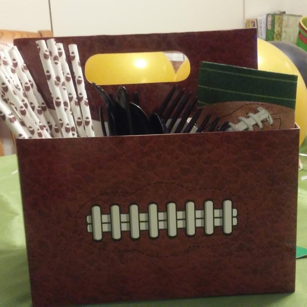 3-Pocket Football Utensil Caddy for Parties - Perfect for Game Day Snacks, Picnics & Outdoor Gatherings