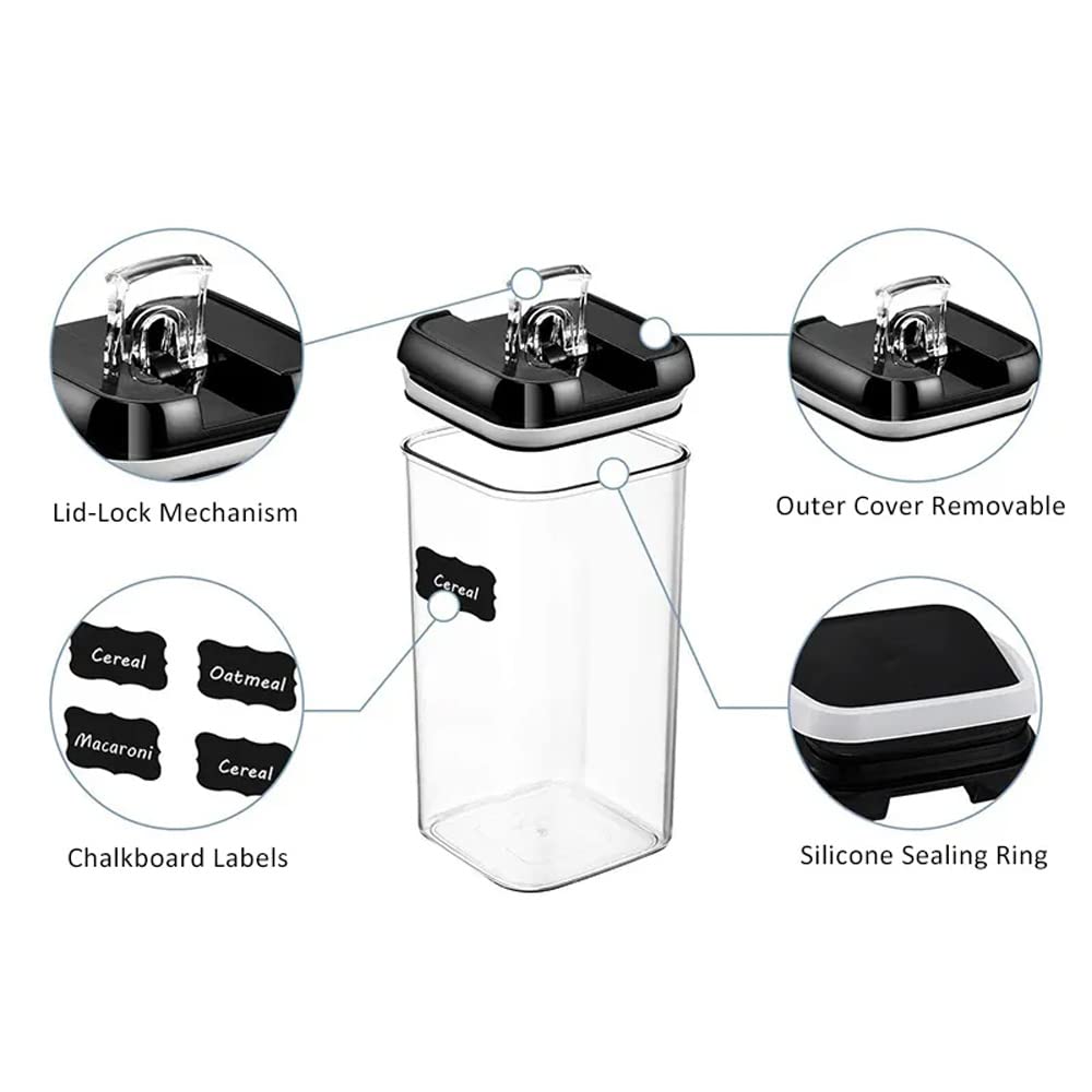 Airtight Food Storage Containers Set - 7 PC Kitchen Pantry Organization for Cereal, Rice & Flour - 100% Airtight with Labels & Marker - Perfect for Home, Office, and Camping Use