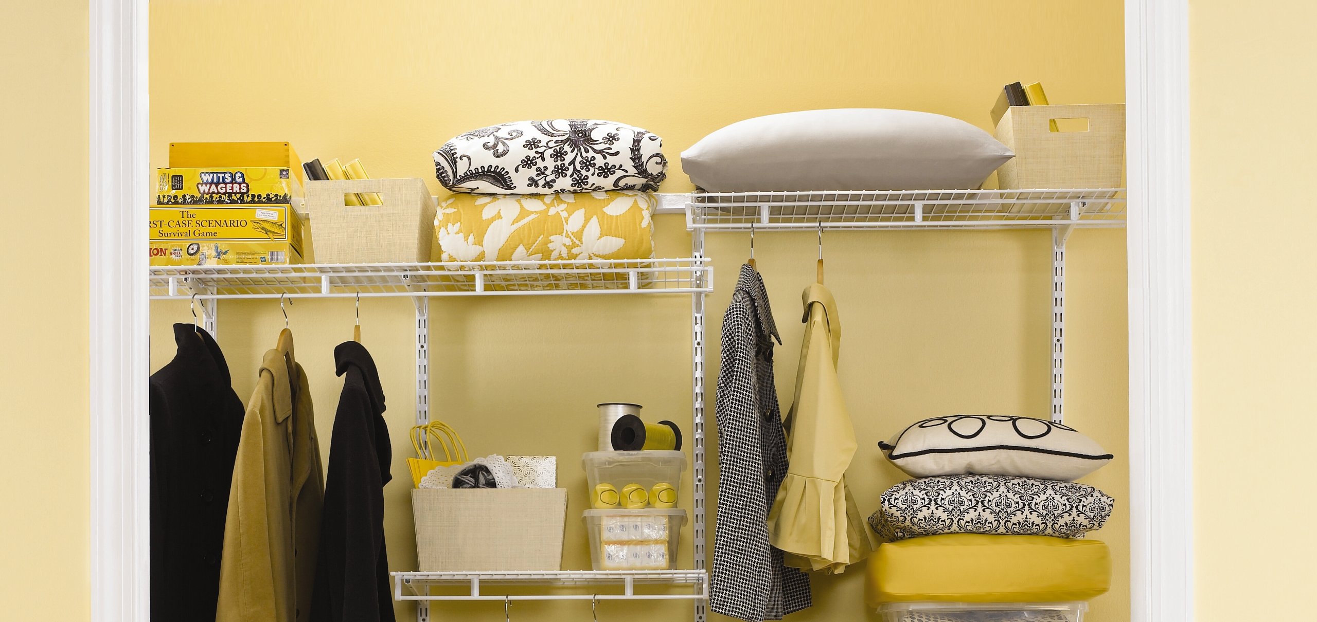 Rubbermaid FastTrack Adjustable Closet Shelving Kit - White Pantry Storage Organizer for Clothes, Shoes, Food & Cleaning Supplies | Perfect for Bedroom, Garage & Laundry Room Organization