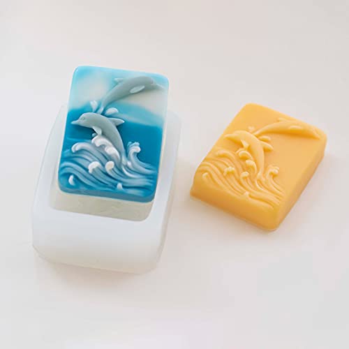 Dolphin Embossed Silicone Soap Mold - DIY Handmade Soap, Candle & Fondant Cake Decorating Kit for Bath, Spa and Craft Projects