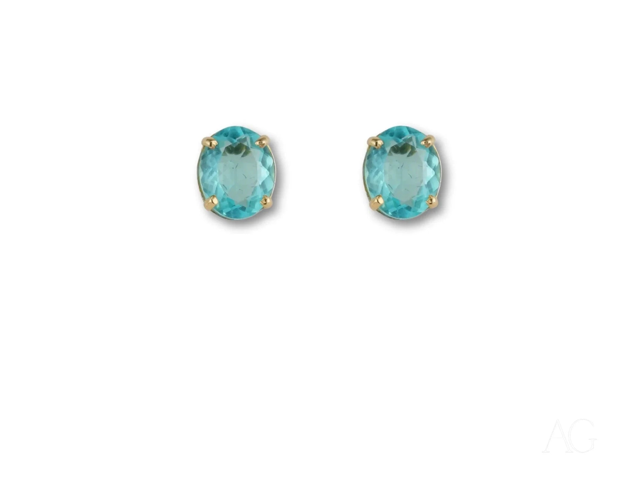 18K Gold Oval Blue Topaz & CZ Halo Earrings for Women – Elegant Dangle Drop Earrings for Wedding, Party & Special Occasions