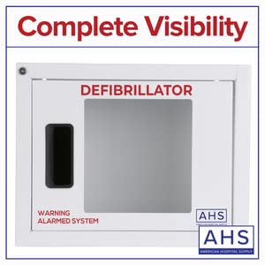 Wall Mounted AED Cabinet for Defibrillator Storage - White Alarmed Security Cabinet Fits Phillips/Heartsine/Defibtech - Ideal for Offices, Schools & Public Spaces
