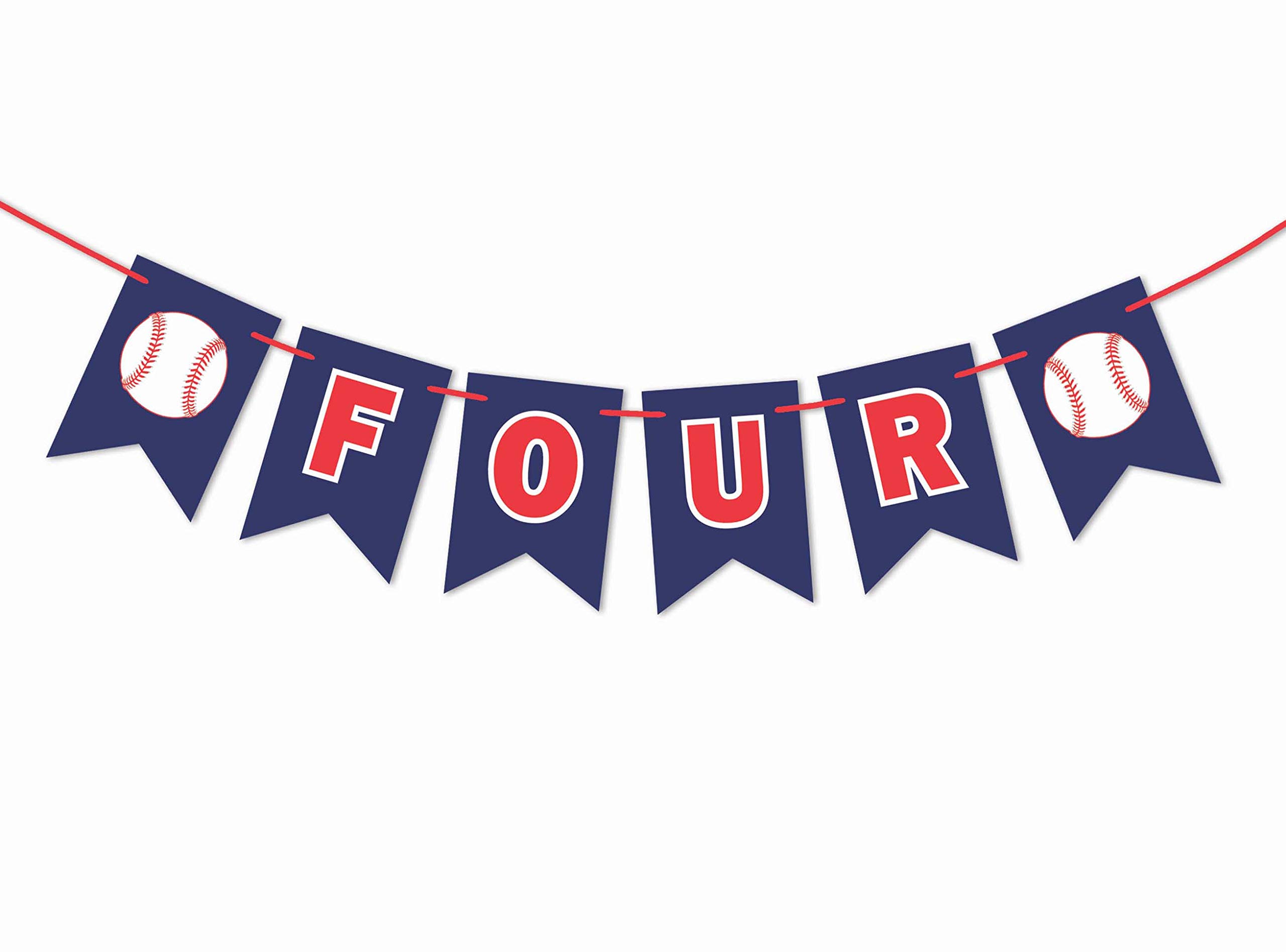 4th Birthday Party Decorations for Boys - Baseball Theme Paper Garland, Banners & Streamers - Perfect for Kids' Birthday Celebrations & Room Decor