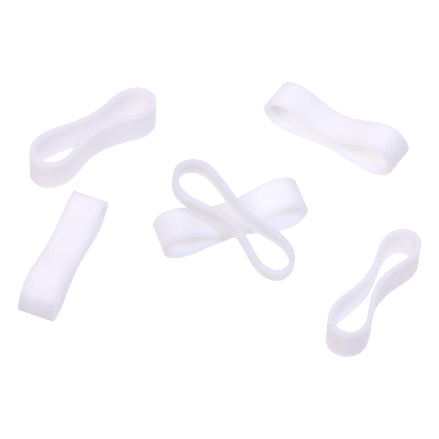 ONLYKXY 200-Pack Reusable White Silicone Cable Ties - 0.59 inch/15mm Flat Rubber Bands for Organizing Cords, Wires, Office Supplies, School & Home Use - Elastic Rubber Rings for DIY, Crafting, and Cable Management
