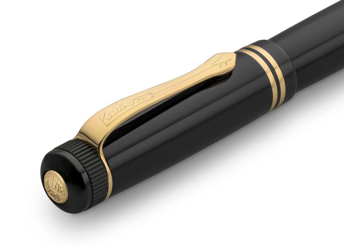 KAWECO DIA2FPG Fountain Pen - Medium Nib Gold Trim Writing Instrument for Calligraphy, Journaling & Office Use