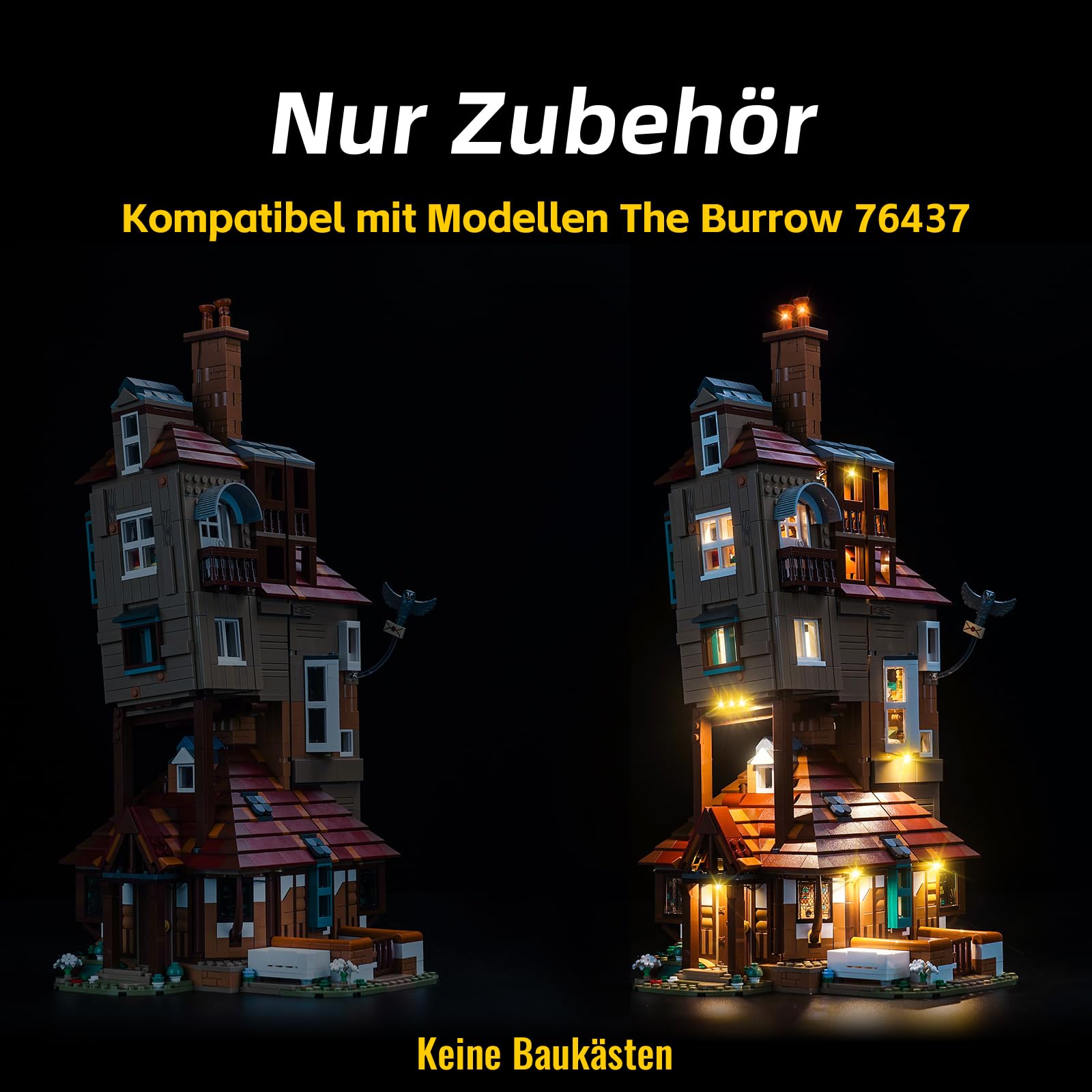 Remote Control LED Light Kit for Lego 76437 The Burrow – Collectors' Edition | Compatible Lighting Set for Creative Building Toys | Perfect for Display & Nighttime Play