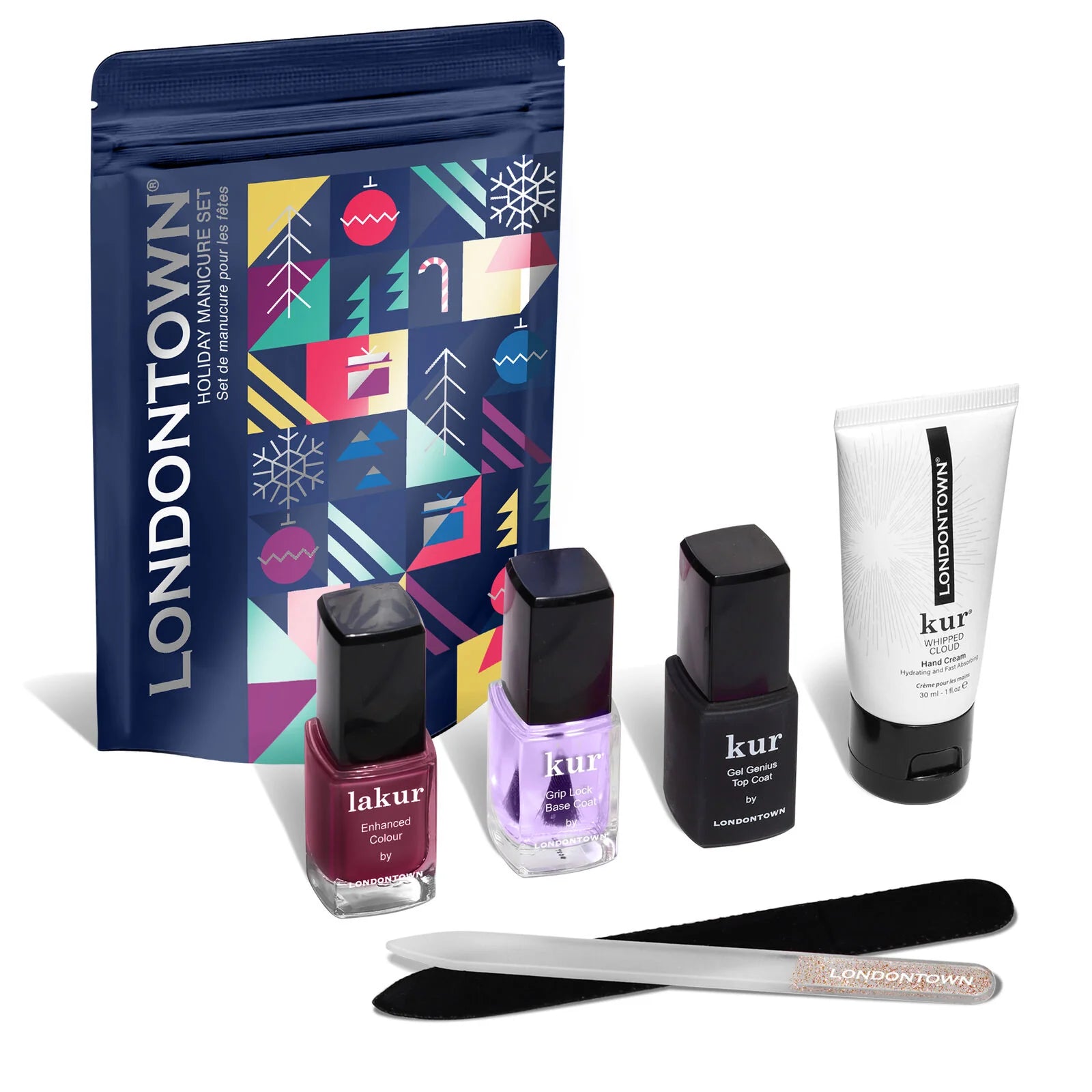 Polish To Party Holiday Manicure Set - 5 Piece Nail Care Kit with Glitter & Tools for Christmas, New Year, Birthday Gifts & Party Nail Art (Perfect for Home, Salon & Travel Use)