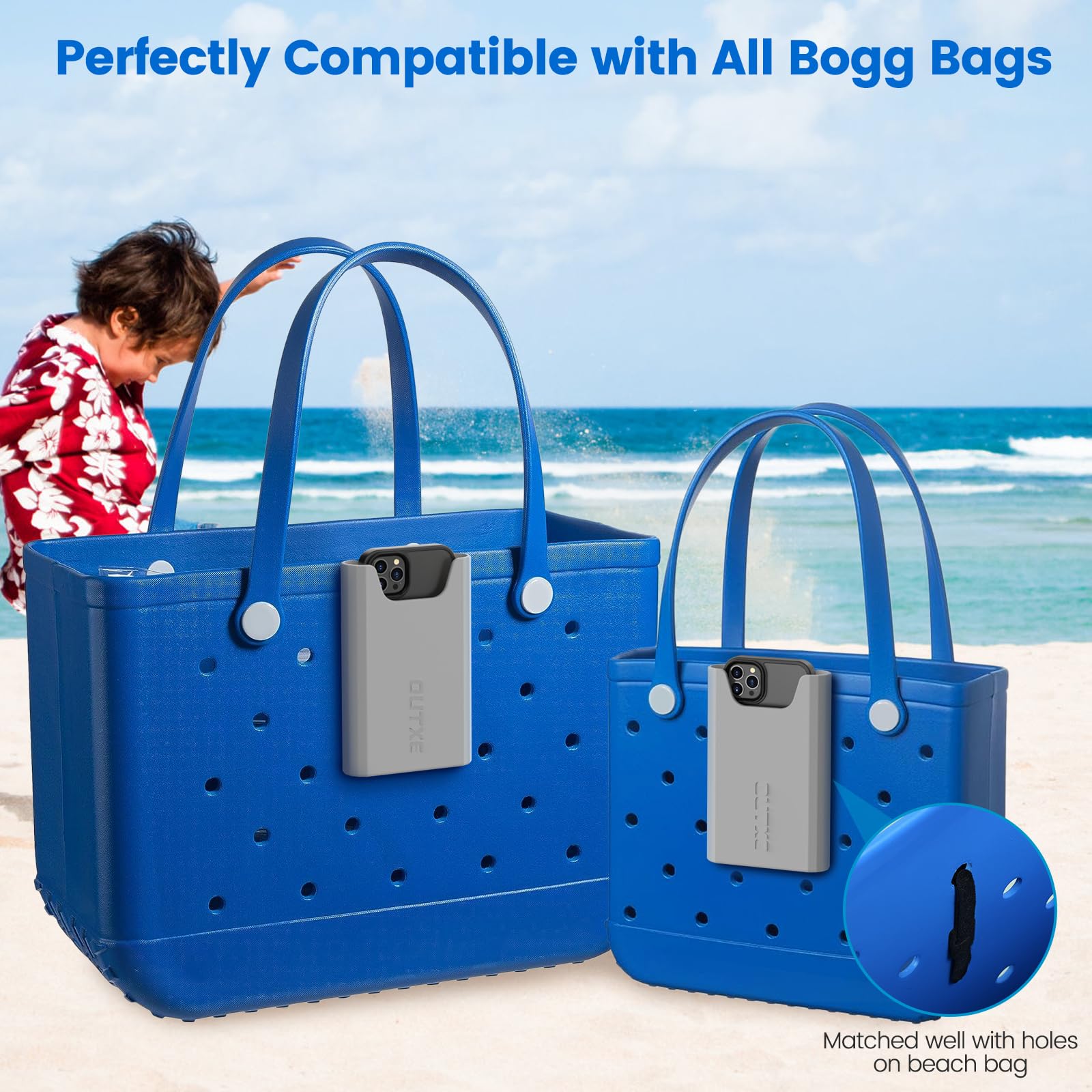 OUTXE Silicone Phone Holder for Bogg Bag - Universal Phone Case Holder Charm Accessory Compatible with All Bogg Bags & Beach Totes - Perfect for Beach, Pool, Shopping & Outdoor Activities