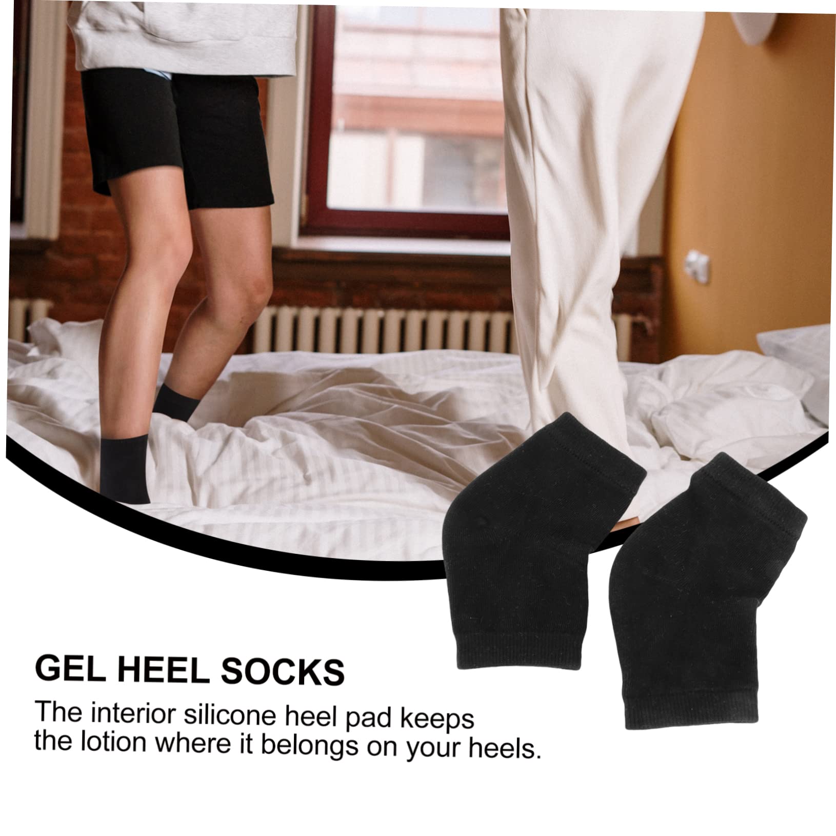 DOITOOL Gel Heel Socks for Cracked Feet - 2 Pairs, Men & Women - for Home & Sleep