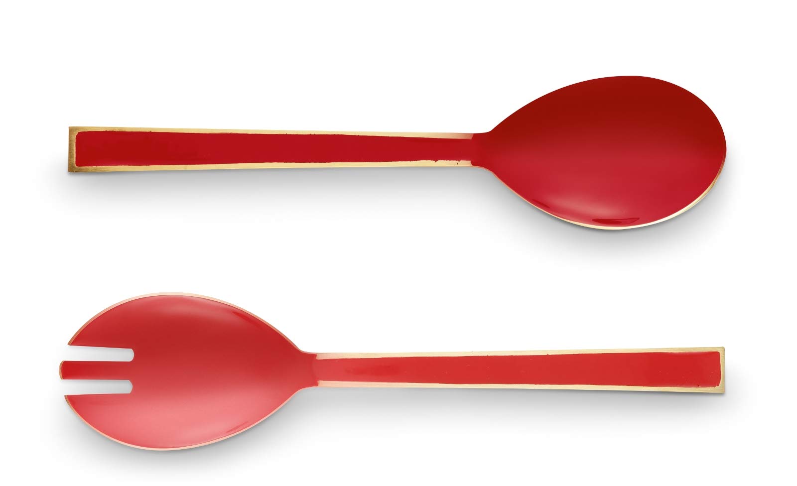 Pip Studio Enameled Salad Servers - Set of 2, Vibrant Red Serving Utensils for Dinner Parties, Picnics & Holiday Gatherings