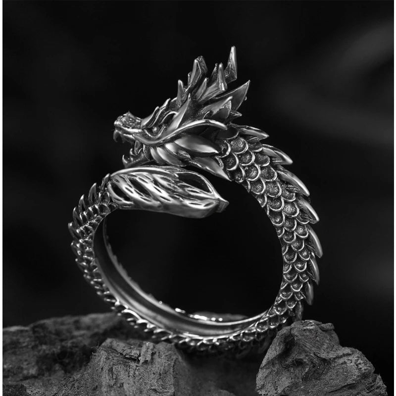 Dragon Face Ring for Men & Women - Gothic Fantasy Jewelry - Perfect for Cosplay, Halloween, and Medieval Costume Accessories