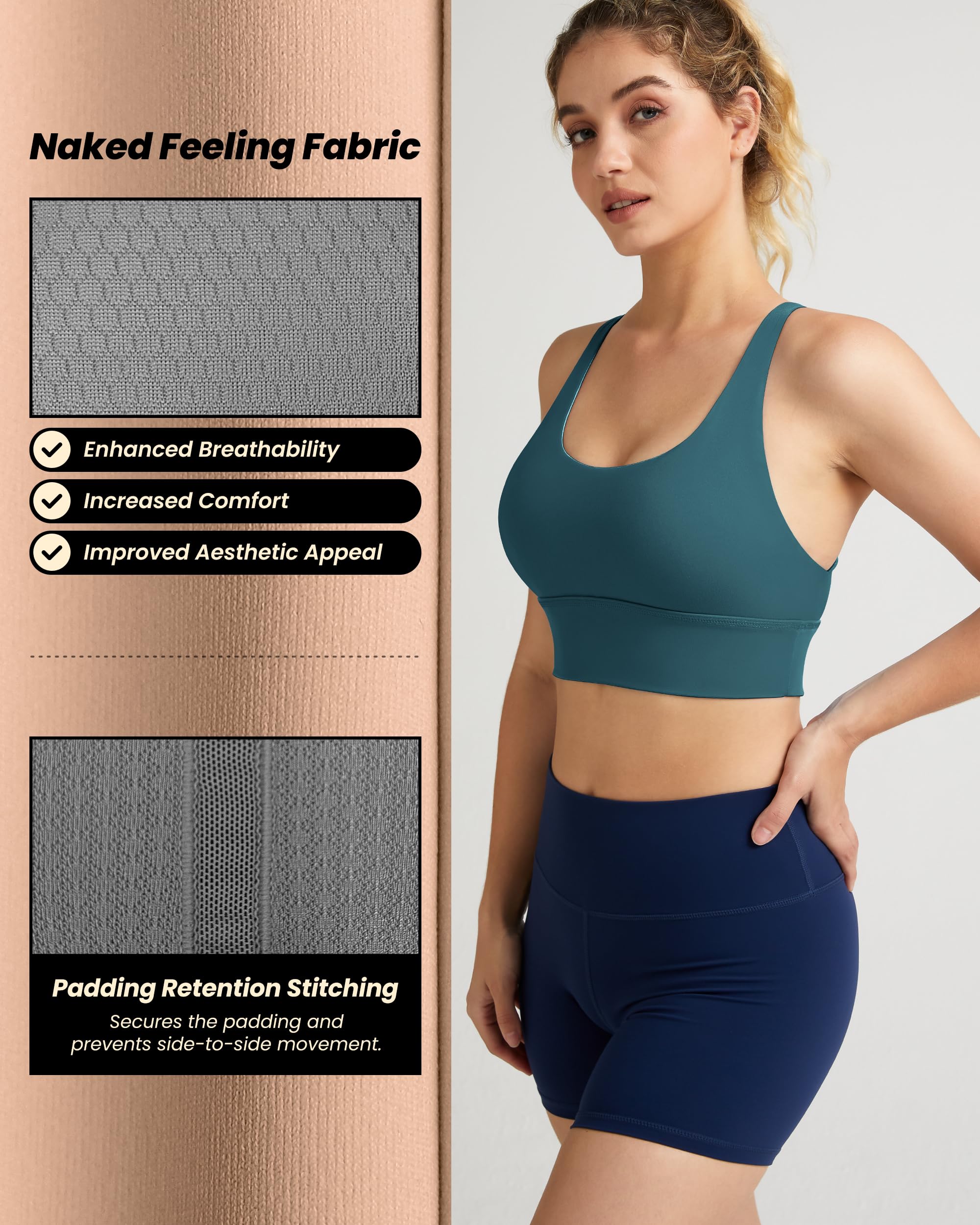 QUEENIEKE Women's Strappy Longline Sports Bra - Wirefree Criss Cross Support for Workout, Yoga & Running | Comfortable Gym & Activewear Top