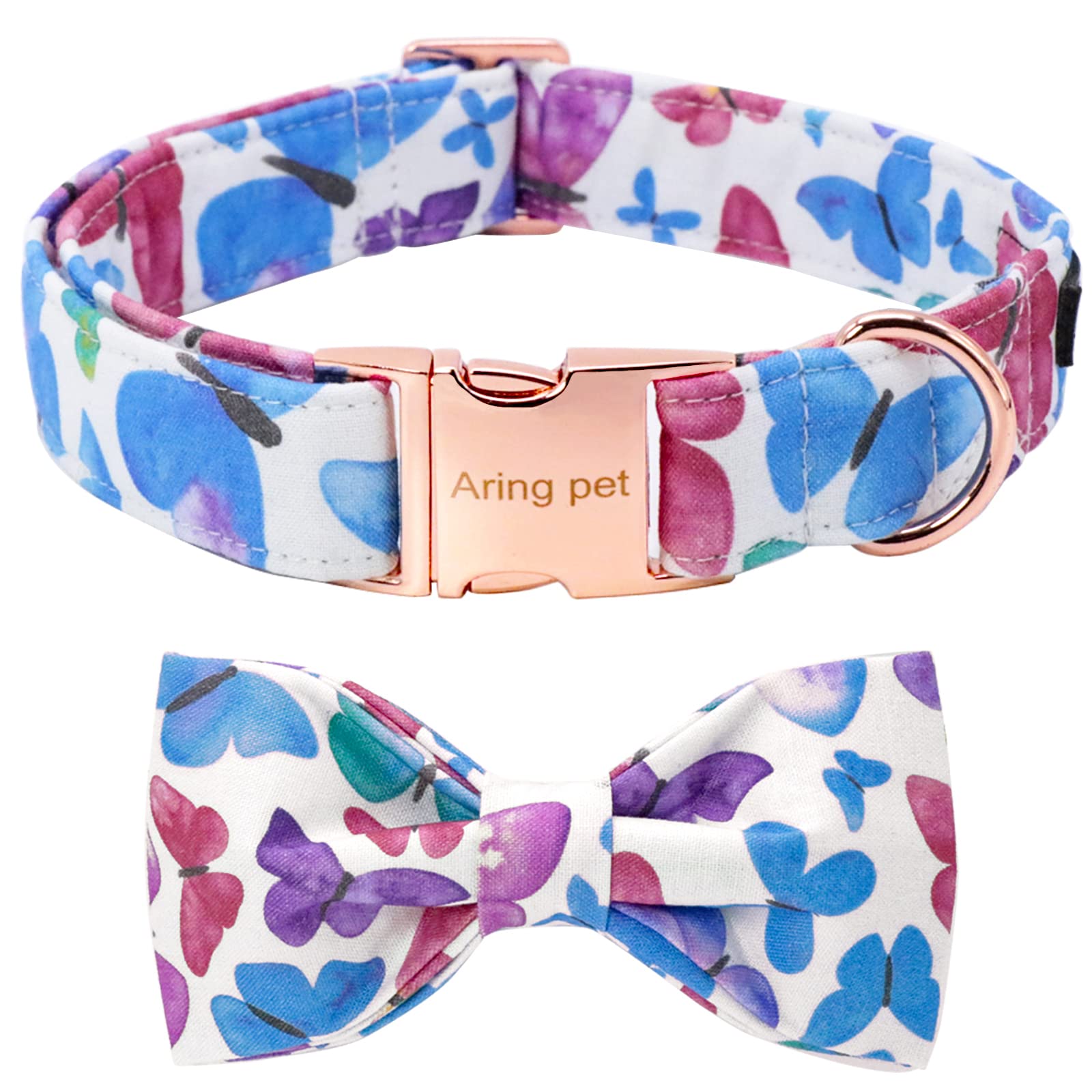 ARING PET Adjustable Dog Collar with Detachable Bow Tie - Soft Comfortable Butterfly Collar for Small Medium Large Dogs - Perfect for Puppies, Boy & Girl Dogs - Great for Daily Walks, Pet Parties & Photo Shoots