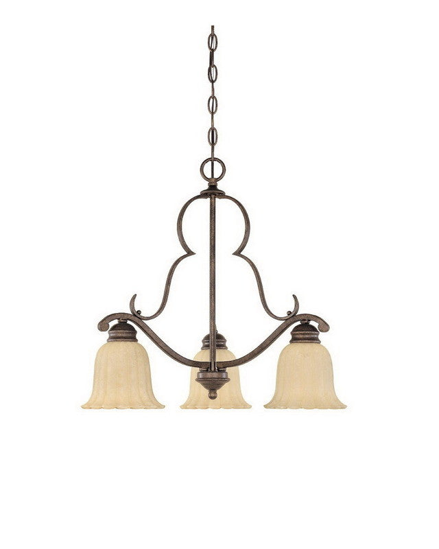 Designer Fountain Lighting 82683 FSN Radford Collection 3-Light Hanging Chandelier - Forged Sienna Finish - Elegant Dining Room & Foyer Lighting for Modern Homes