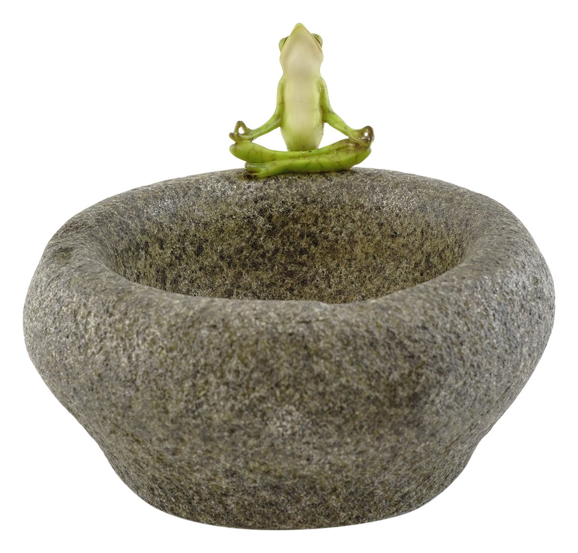 Premium Garden Frog Meditating on Large Stone Flower Pot Planter - Zen Decor for Outdoor Garden, Patio & Yard - Perfect for Meditation Spaces & Landscape Design