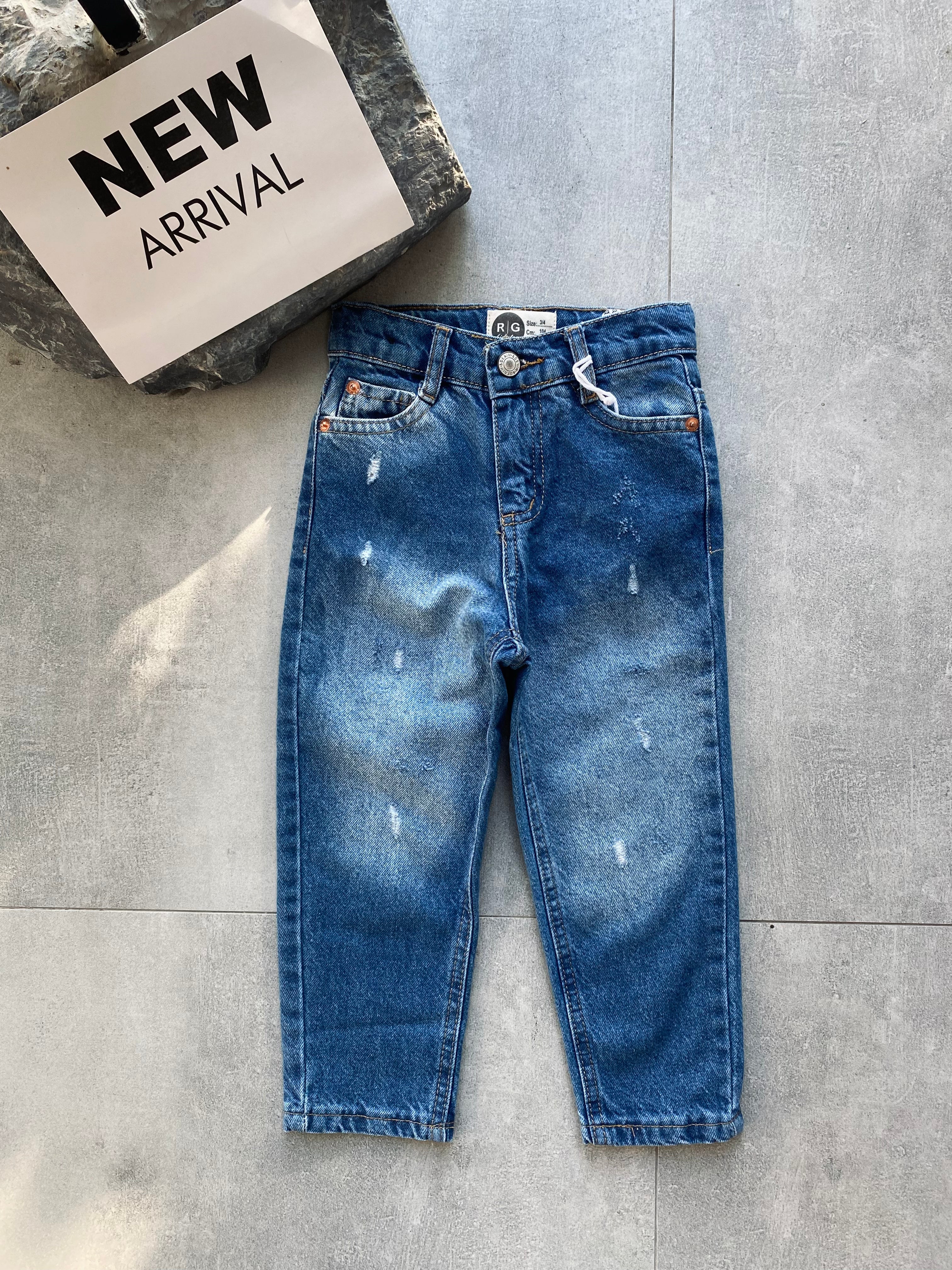 Kids Unisex Mom Jeans - High Waist Stretch Denim Pants for Boys & Girls - Trendy Vintage Style for School, Play & Everyday Wear