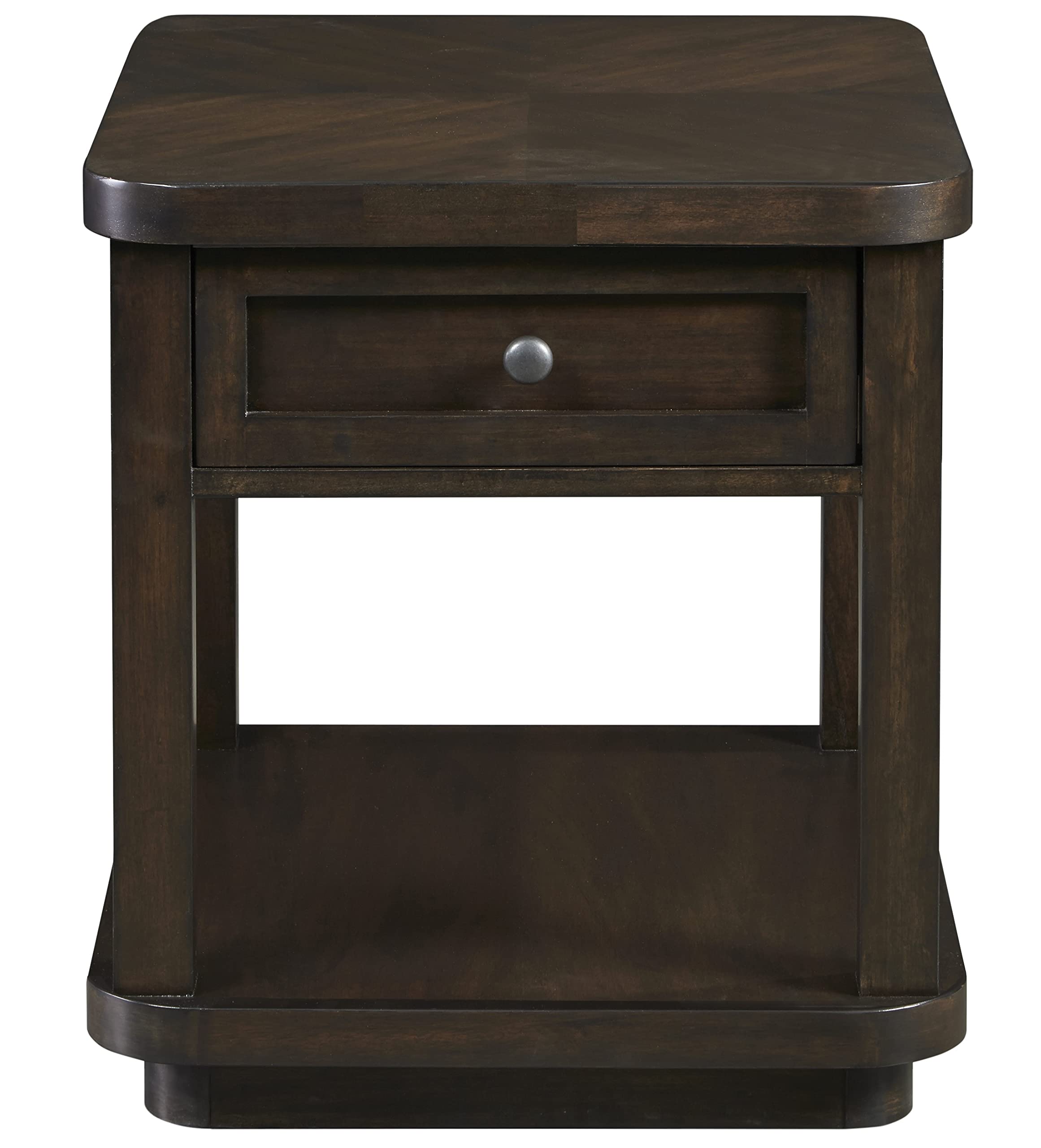 Progressive Furniture Grove Park End Table - Brown Wooden Side Table for Living Room, Bedroom & Office - Compact Nightstand with Storage Shelf