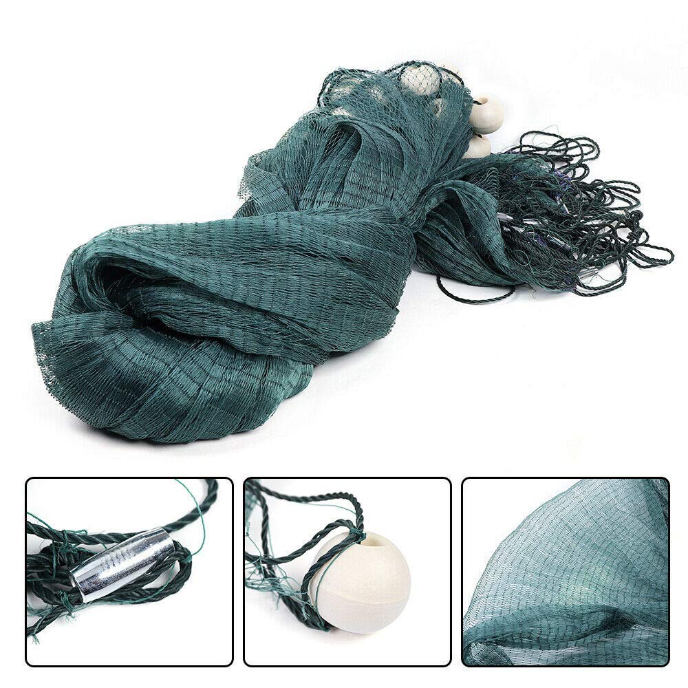 10X65Ft Fishing Drag Net Trap Cast Net - Heavy Duty Polyethylene Mesh with Iron Sinkers for Beach Fishing, Bait Seine & Freshwater Use (320M, Made in USA) - Perfect for Shore Fishing, Crabbing, and Small Boat Angling