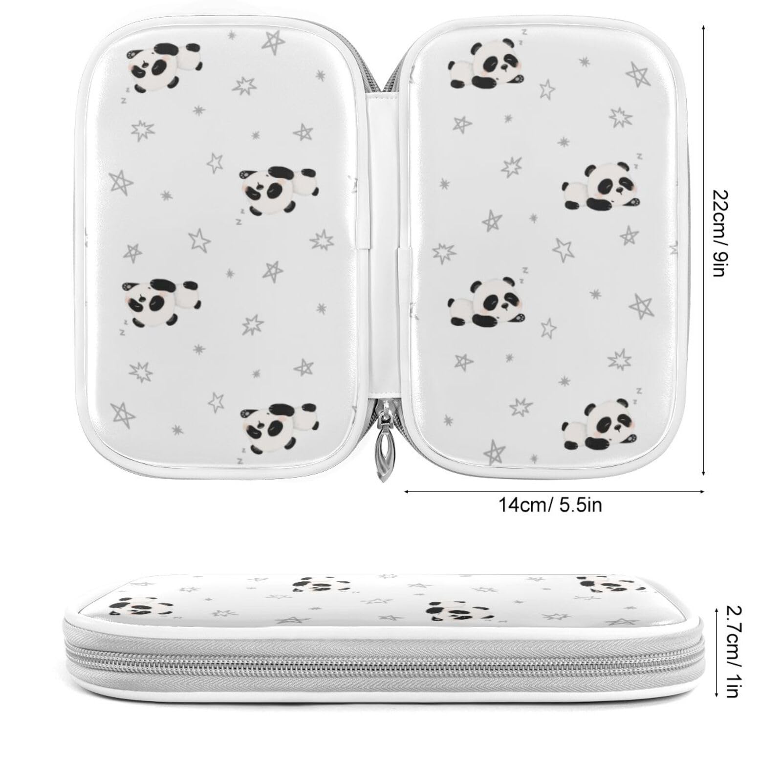 Cute Panda Pencil Case with Zipper for School & Office Supplies - Stationery & Makeup Organizer