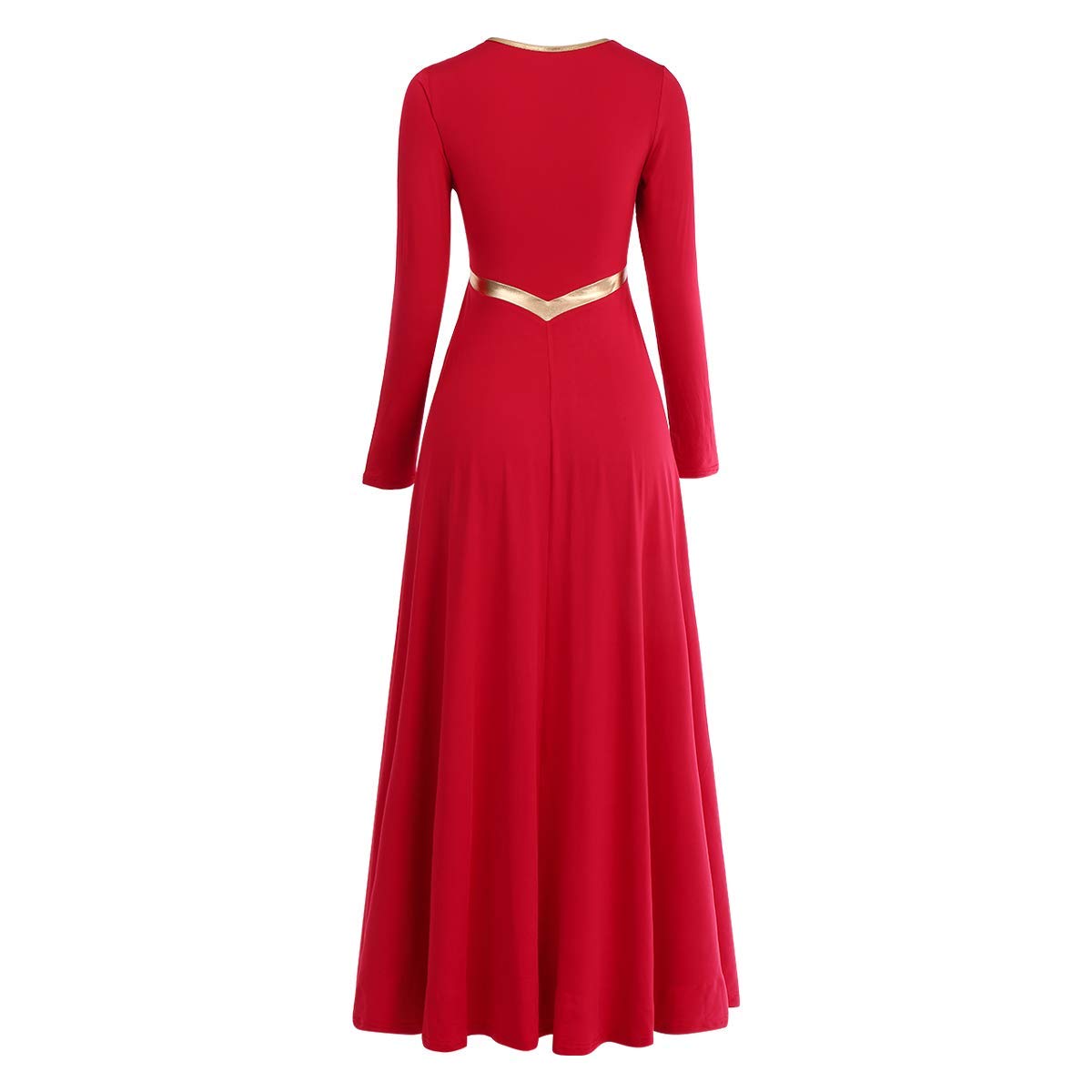 Metallic Cross Praise Dance Dresses for Women - Liturgical Worship Long Sleeve Flowy Dress - Perfect for Church Performances, Gospel Choir & Spiritual Dance Events