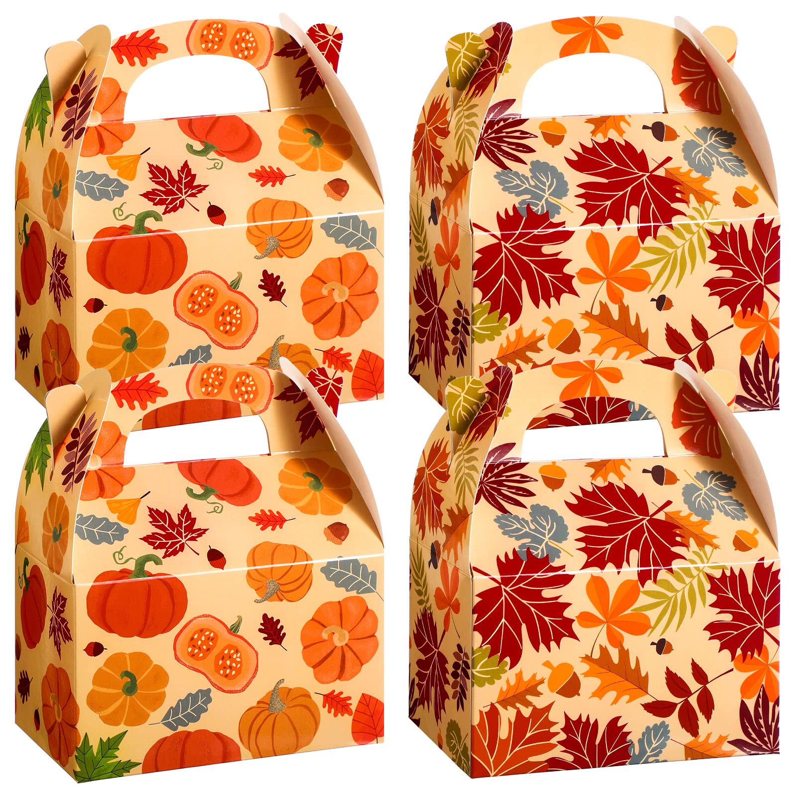 Fall Party Candy Boxes - 24 Pcs Thanksgiving Treat Boxes with Pumpkin & Maple Leaf Design for Autumn Harvest, Halloween, Birthday Party Decorations | Perfect for Candy, Cookies, and Party Favors
