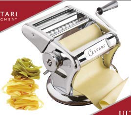 Cestari Ultimate Stainless Steel Pasta Maker Machine with Patented Suction Base - 150mm Pasta Roller with Hand Crank, Cutter & Recipes - Perfect for Homemade Pasta, Ravioli, Lasagna & Italian Cooking