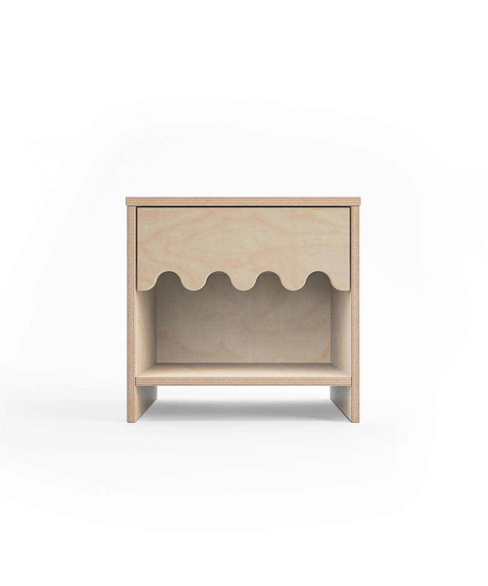 Oeuf Kids Moss Birch Nightstand - Modern Wooden Bedside Table for Children's Room, Nursery, and Toddler Bedroom - Perfect for Bedtime Stories and Storage