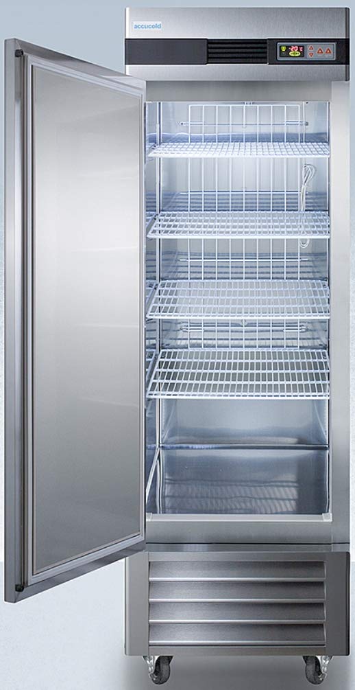 Summit Appliance AFS23MLLH 23 cu.ft. Stainless Steel Upright Pharmacy Freezer - Frost-Free, Left-Hand Door, Adjustable Shelves & Digital Thermostat - Perfect for Medical Labs, Pharmacies, and Vaccine Storage