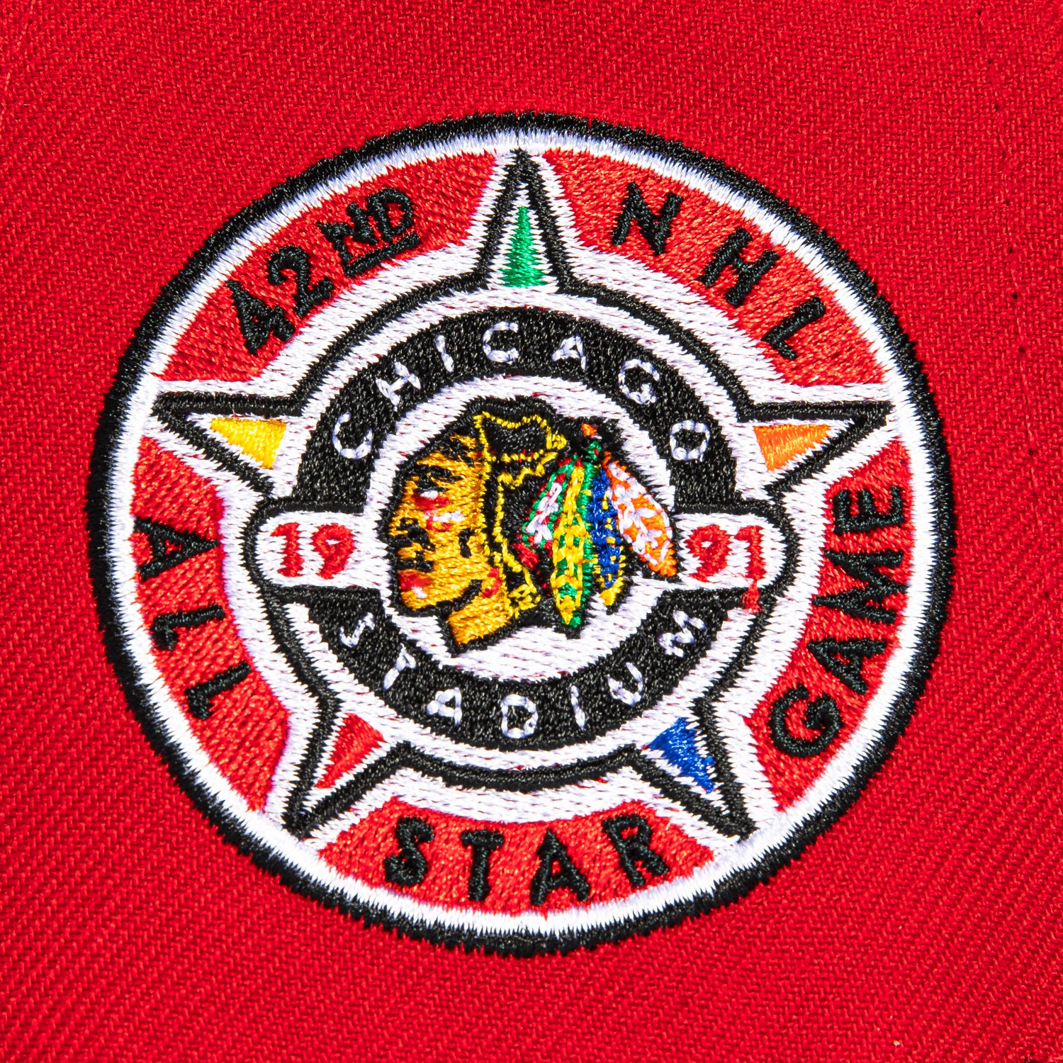 New Era 59Fifty Chicago Blackhawks 1991 All Star Game Patch Alternate Snapback Hat - Red & Black Hockey Cap for NHL Fans & Sports Enthusiasts - Perfect for Games, Collecting & Streetwear Fashion