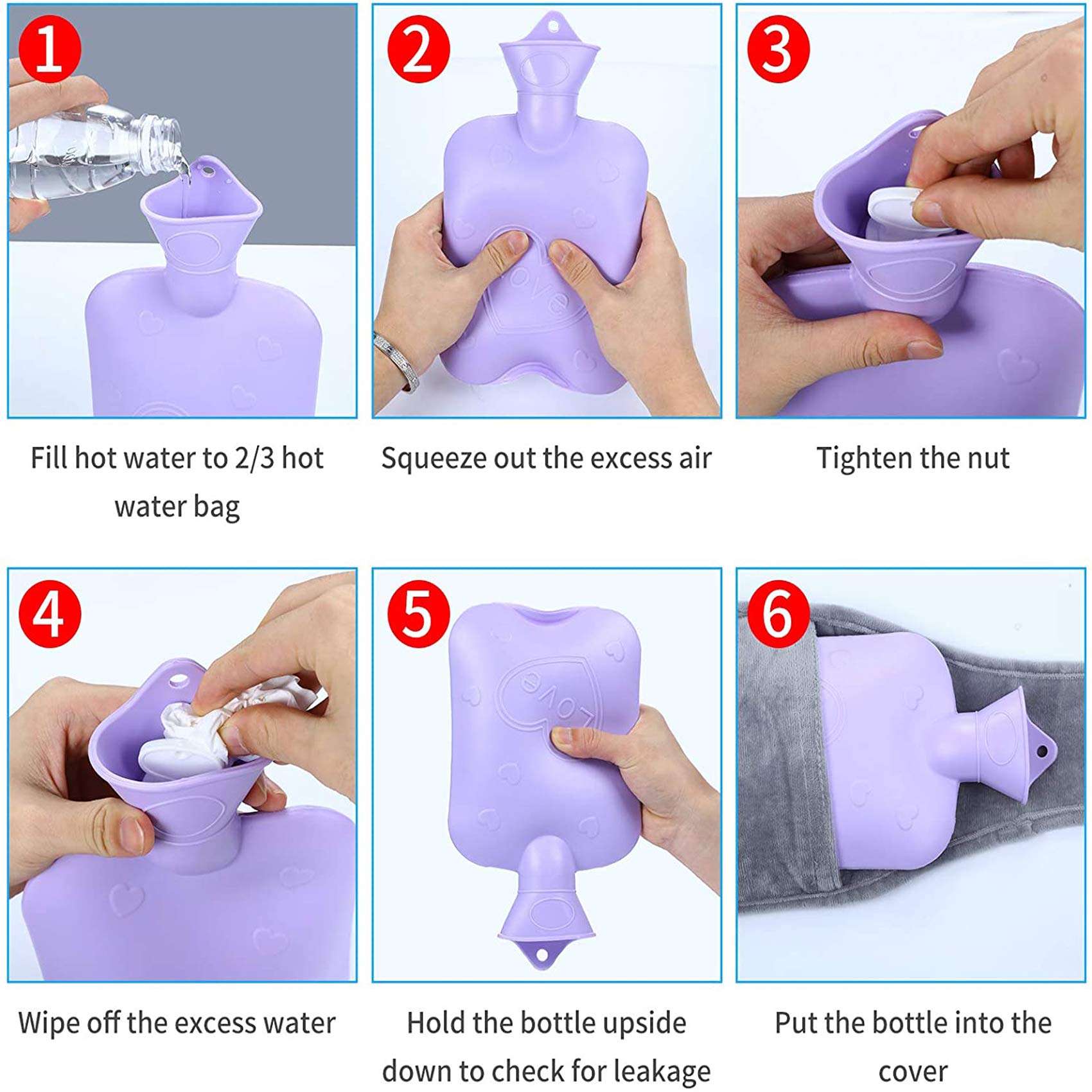 Premium Rubber Hot Water Bottle with Soft Fleece Cover - Pain Relief for Neck, Shoulder, Back, Hands, Legs & Waist | Perfect for Winter Warmth, Menstrual Cramps & Muscle Relaxation at Home or Office