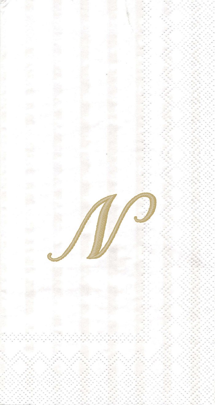 Premium 3-Ply Monogrammed Guest Hand Towels - White & Gold Embroidery (Pack of 2, Letter N) | Elegant Bathroom Decor for Weddings, Showers & Luxury Powder Rooms