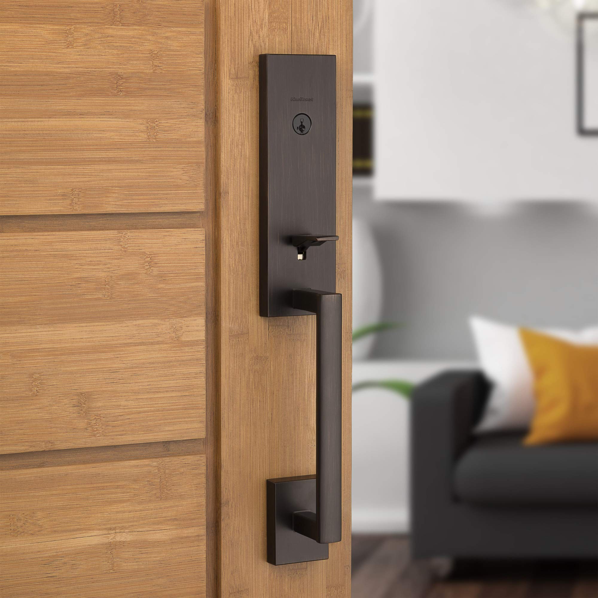Kwikset 818VNHLIP-26S SmartKey Single Cylinder Deadbolt Exterior Door Handleset with RCAL Latch & RCS Strike - Bright Chrome Finish - Secure Entry for Homes, Apartments & Offices