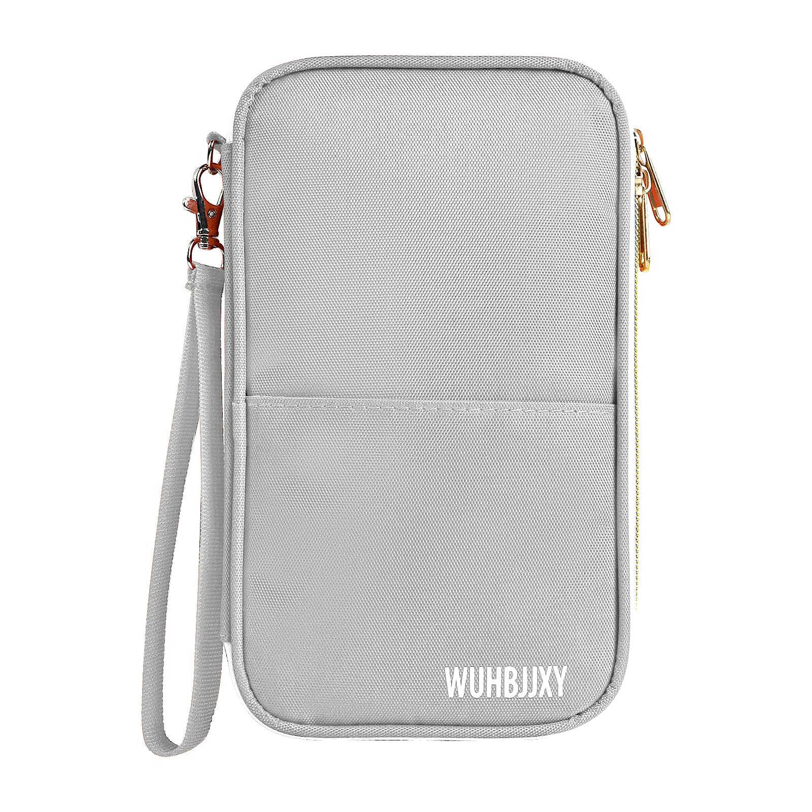 RFID Blocking Passport Holder for Family Travel - 3-Layer Travel Wallet with Multiple Pockets (Gray) | Secure Document Organizer for Passports, Tickets & IDs | Perfect for Vacations, Business Trips & International Travel