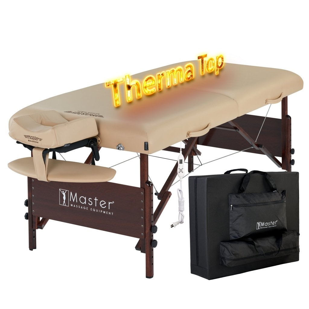 Master Massage 30'' DEL RAY Portable Massage Table with THERMA TOP® Built-In Adjustable Heating System - Professional Spa & Home Use for Ultimate Comfort