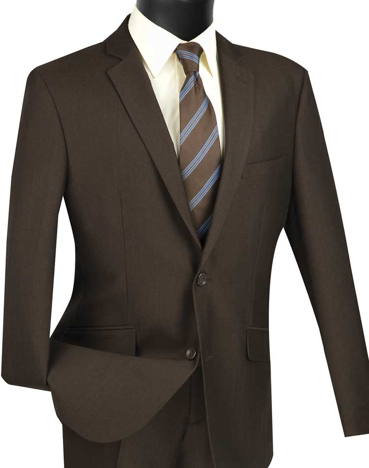 Men's Slim Fit Suit 2 Piece Single Breasted Brown Blazer & Pants Set for Business, Wedding & Formal Occasions
