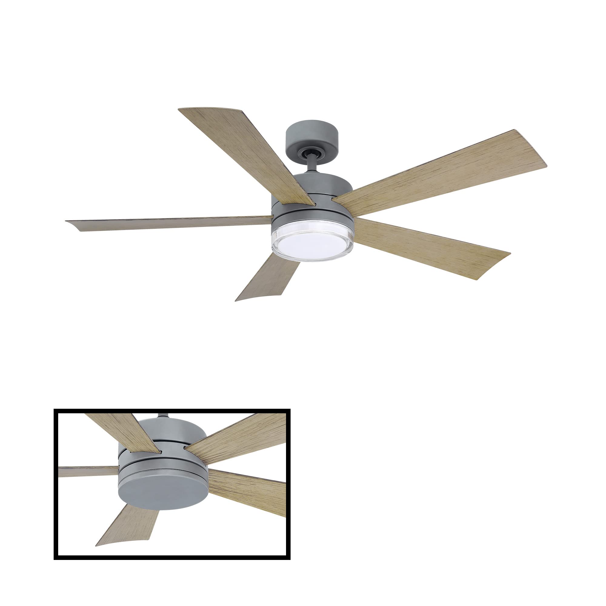 Wynd Smart 52-Inch Ceiling Fan with LED Light Kit, Remote Control, and Alexa/Google Assistant Compatibility for Indoor and Outdoor Use in Living Rooms, Bedrooms, and Patios