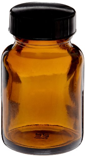 Kimble Type III Soda-Lime Glass Amber Wide-Mouth Packer Bottles 2oz (24-Pack) with Taperseal Caps - Laboratory, Essential Oil Storage & DIY Craft Containers