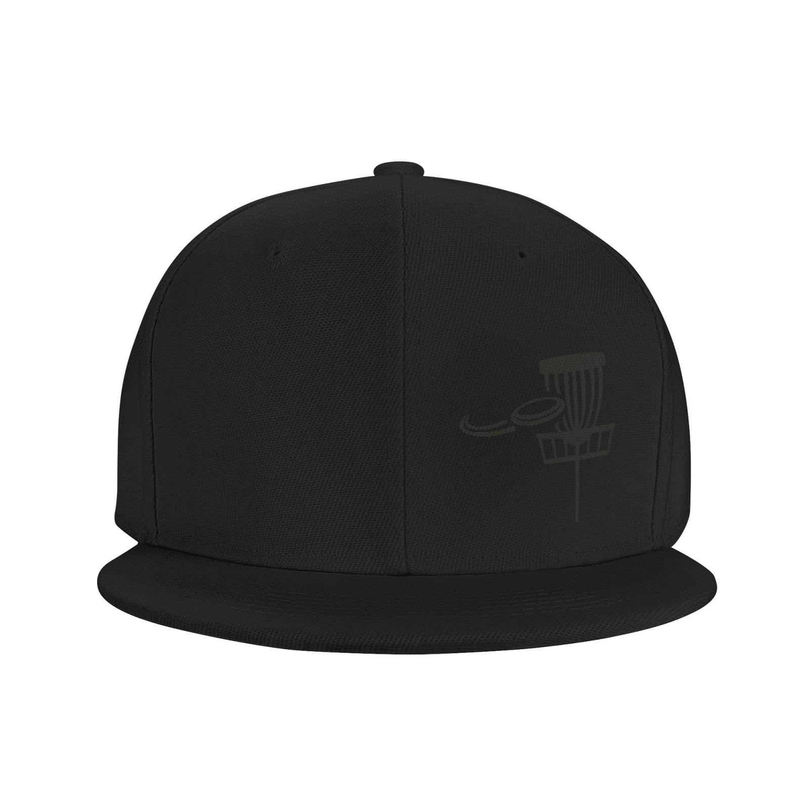 Premium Disc Golf Basket with Flying Disc - Men's Black Flat Bill Trucker Hat & Classic Baseball Cap for Outdoor Sports & Casual Wear