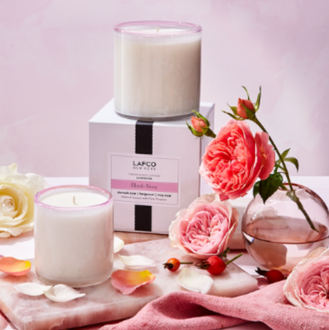 LAFCO Blush Rose Scented Candle - Luxury Home Fragrance for Relaxation & Romantic Ambience | Perfect for Bedroom, Bathroom & Living Room Decor