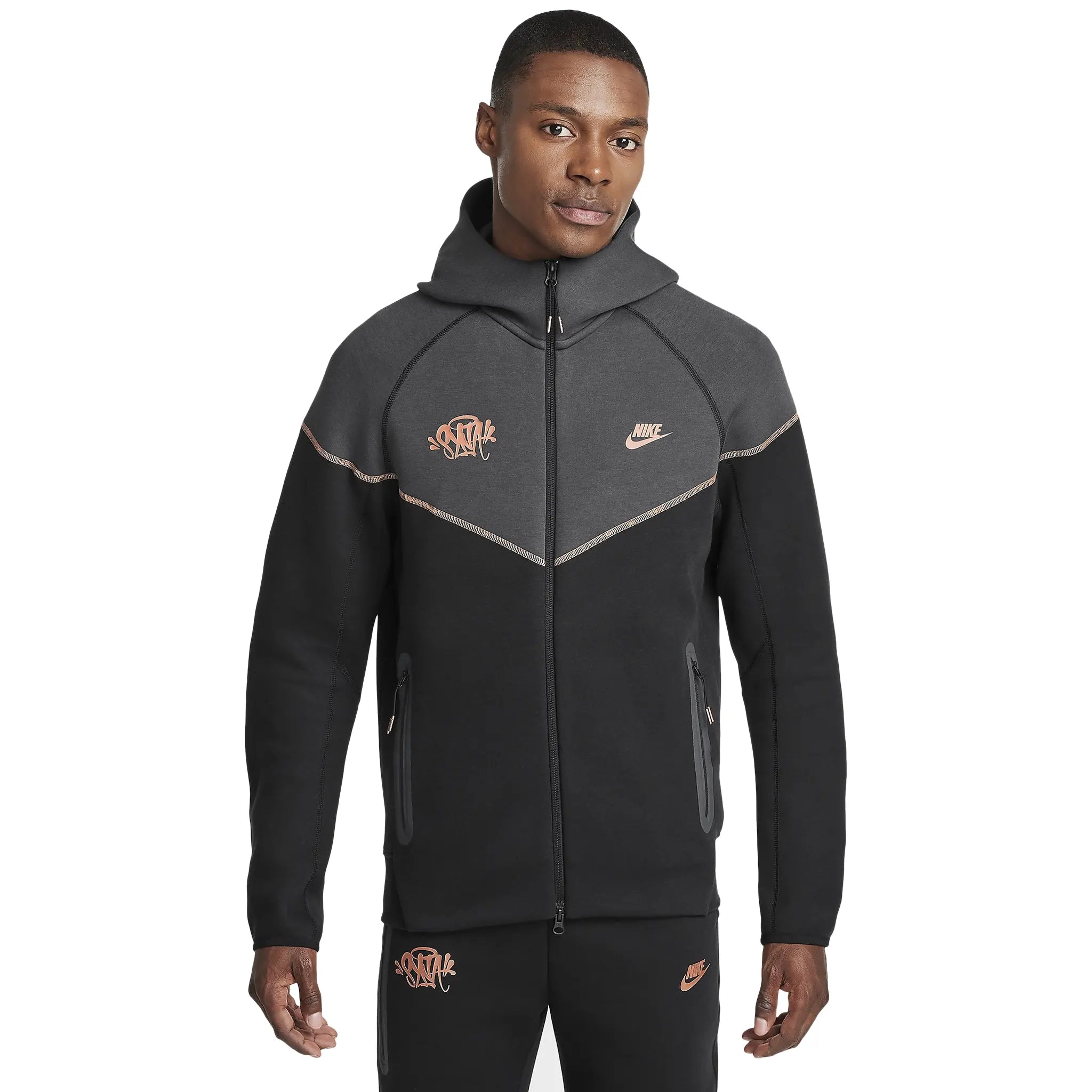 Syna World x Nike Central Cee Tech Fleece Black Hoodie for Men - Lightweight Warm Pullover Sweatshirt - Streetwear Fashion for Urban Lifestyle & Gym Wear